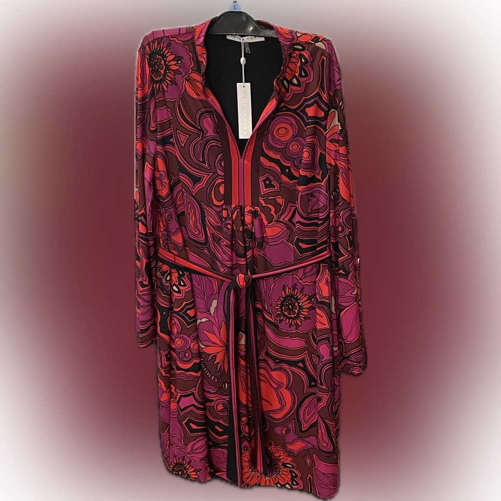 NWT Trina Turk Lined Red and Purple Patterned Dress Size